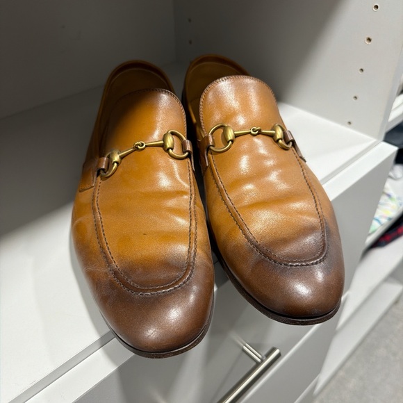 Gucci Tan and Brown Leather Loafers